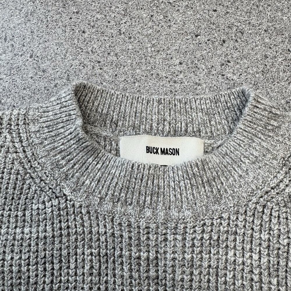 NWT Buck Mason Womens Small Gray Seafarer Cotton Shrunken Crew Sweater Fisherman - Picture 3 of 15